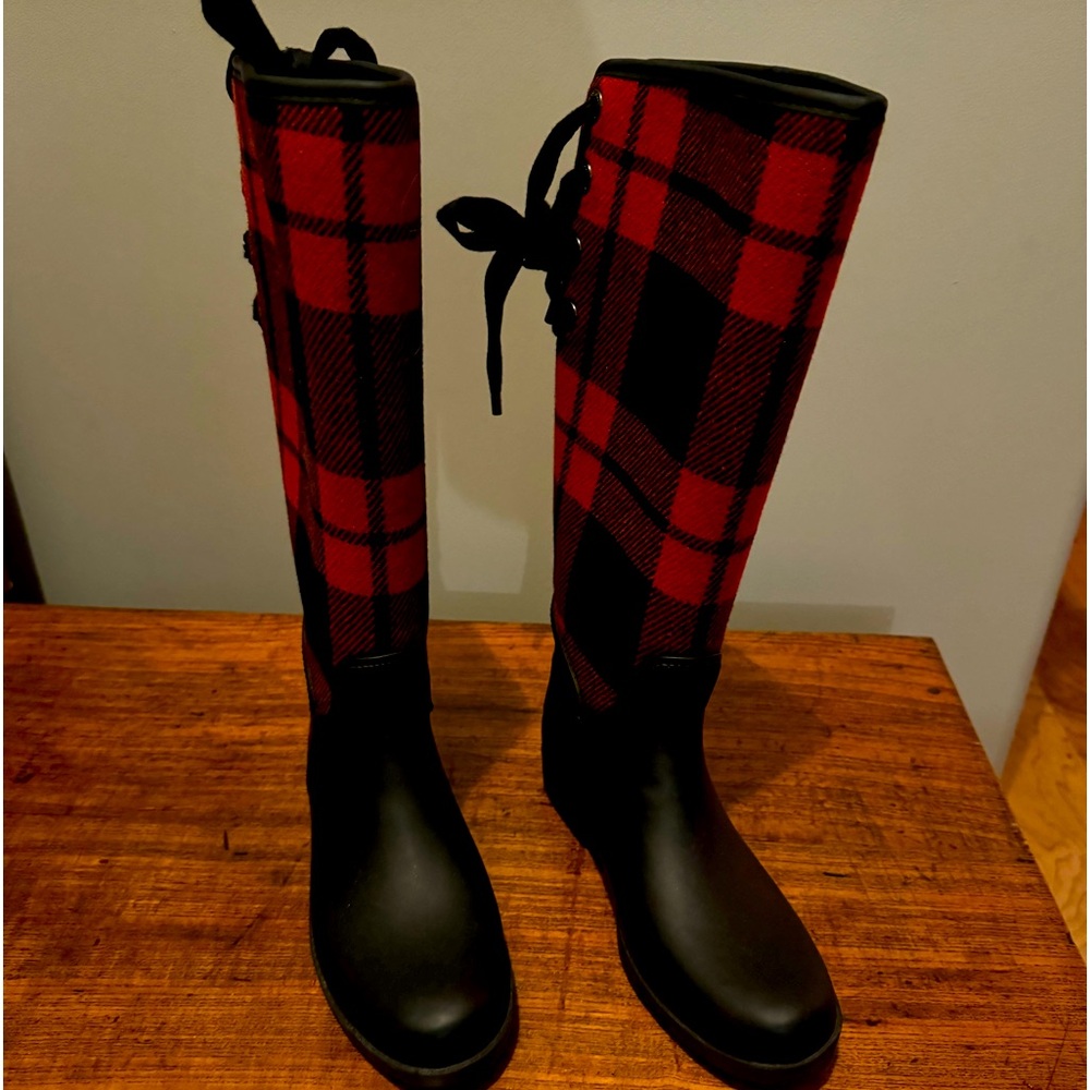 Coach Buffalo Plaid Boots Size 8